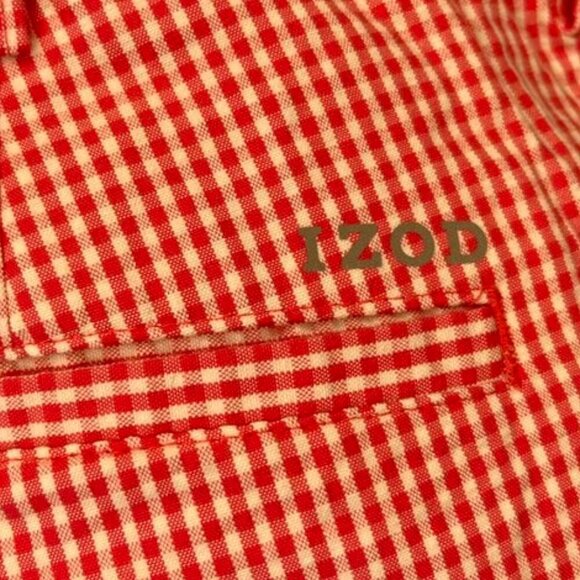 IZOD Red Gingham Check Golf Shorts Men’s 36 NWOT Classic Fit Summer - Picture 6 of 7